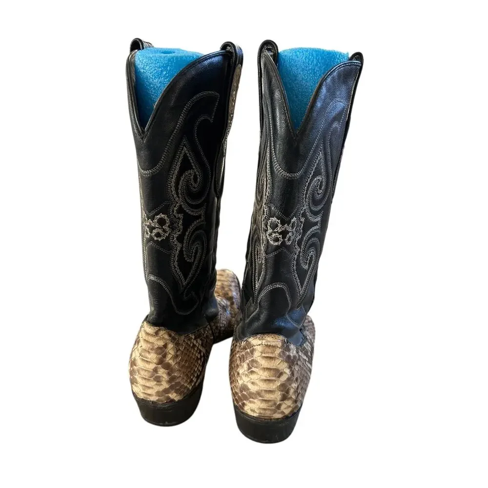 Corral Exotic Python & Leather Western Cowboy Boots Brown & Black Men's 9.5 D